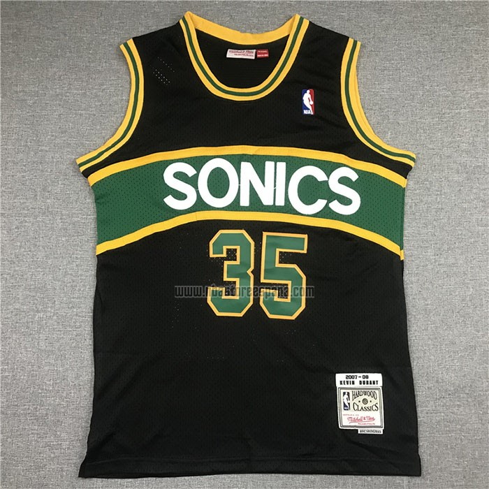 Camiseta Seattle SuperSonics Kevin Durant NO 35 Mitchell & Ness 2007-08 Negro